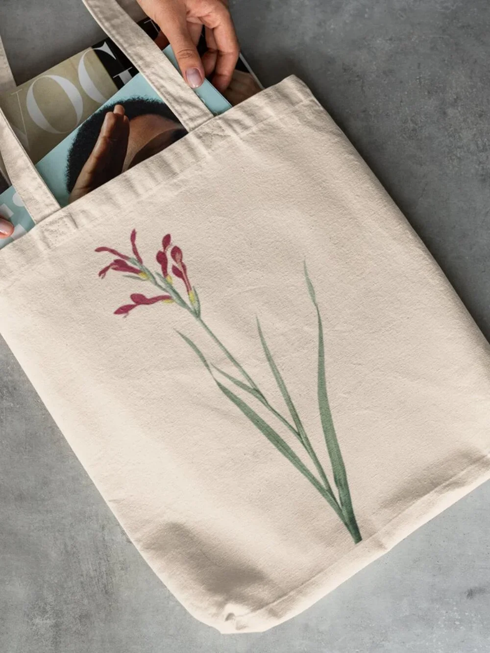 Yellow Sweet-Pea Orchid Vintage Floral Print Graphic Canvas Tote Bag
